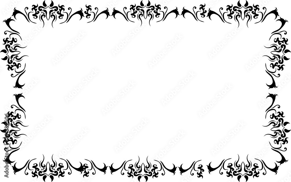 Black and white nature border with ornament Black and white nature border with ornament