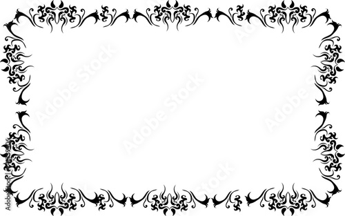 Black and white nature border with ornament