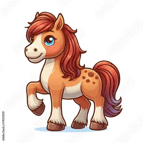 cute horse cartoon vector on white background

