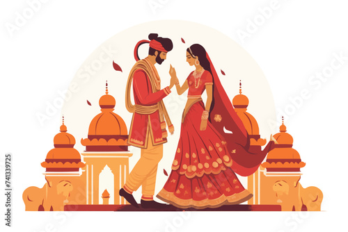 Indian wedding vector flat minimalistic isolated illustration