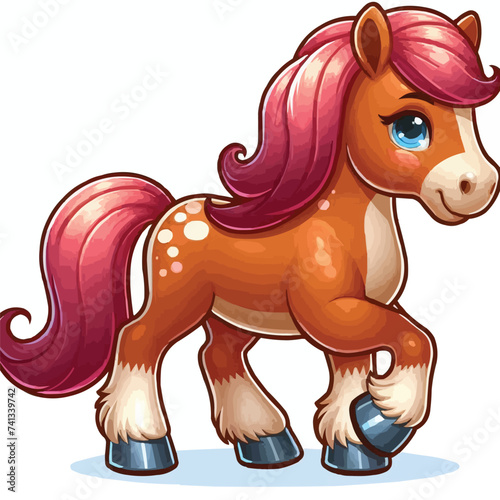 cute horse cartoon vector on white background

