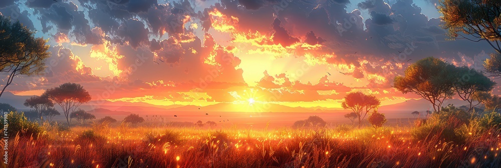 An African Savannah At Sunset Featuring, Background Image, Background For Banner, HD