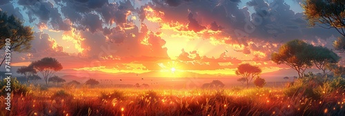 An African Savannah At Sunset Featuring, Background Image, Background For Banner, HD