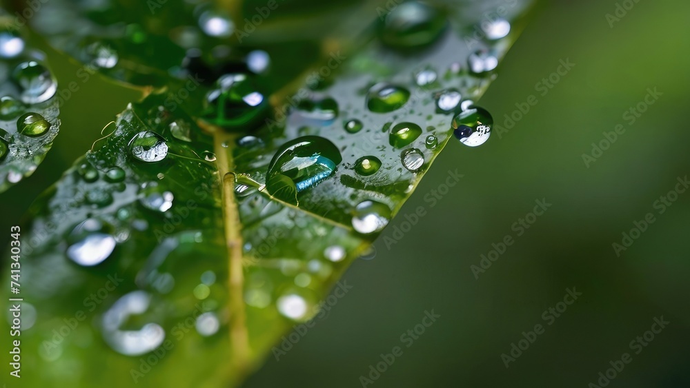 Reflective Purity: Close-Up Raindrop Poised on a Leaf, Mirroring the Freshness of Nature's Verdant Beaut Reflective Purity: Close-Up Raindrop Poised on a Leaf, Mirroring the Freshness of Nature's Verdant Beaut
