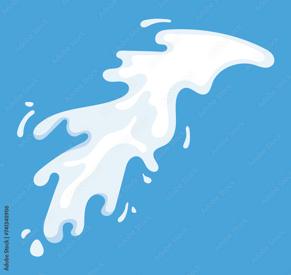 Milk splash of colorful set. This artwork transforms milk splashes and drops into a mesmerizing spectacle, drawing viewers into a world of fluid motion and vibrant color. Vector illustration.