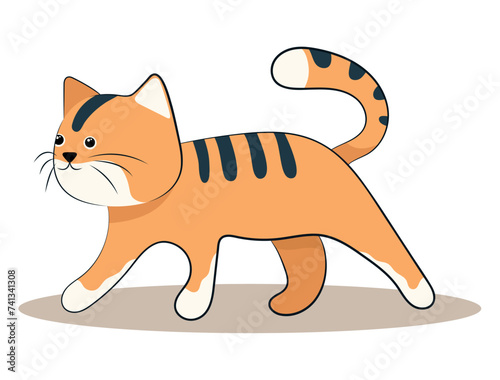 Cartoon cat of set. This illustration highlights the quirky personality of a funny cat against the simplicity of a white background. Vector illustration.