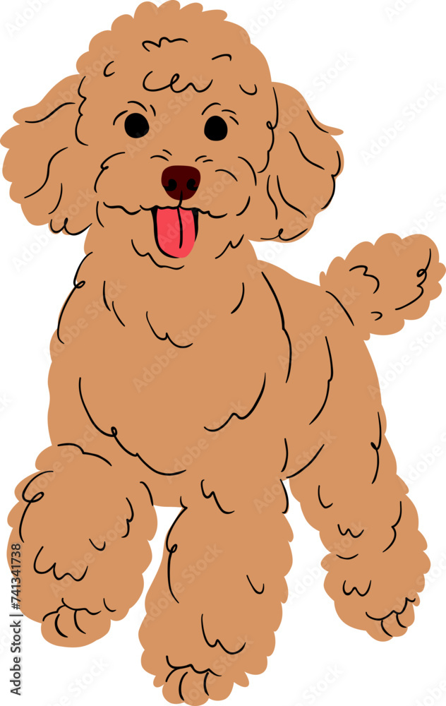 Flat Style Hand-Drawn Poodle Jogging