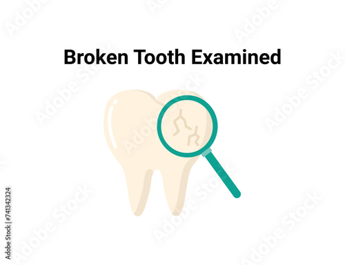 Broken tooth flat illustration. Dentistry and orthodontics vector illustration. Dental clinic services, stomatology, dentistry, orthodontics, oral health care and hygiene vector.