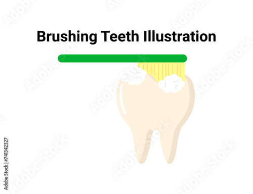 Brushing teeth flat illustration. Dentistry and orthodontics vector illustration. Dental clinic services, stomatology, dentistry, orthodontics, oral health care and hygiene vector.