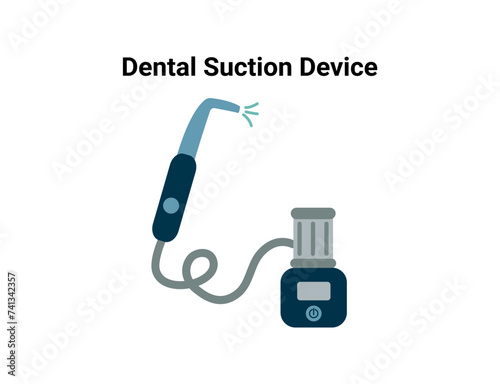 Dental suction flat illustration. Dentistry and orthodontics vector illustration. Dental clinic services, stomatology, dentistry, orthodontics, oral health care and hygiene vector.