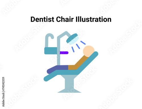 Dentist chair flat illustration. Dentistry and orthodontics vector illustration. Dental clinic services, stomatology, dentistry, orthodontics, oral health care and hygiene vector.