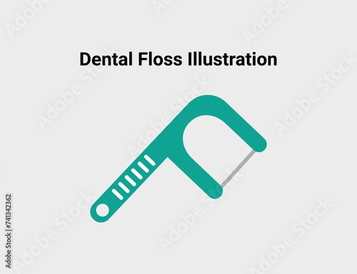 Dental floss teeth flat illustration. Dentistry and orthodontics vector illustration. Dental clinic services, stomatology, dentistry, orthodontics, oral health care and hygiene vector.