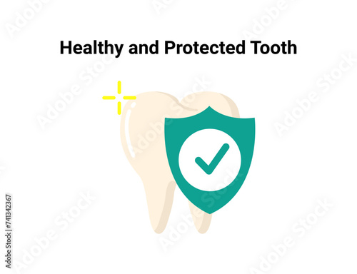 Healthy protected tooth flat illustration. Dentistry and orthodontics vector illustration. Dental clinic services, stomatology, dentistry, orthodontics, oral health care and hygiene vector.