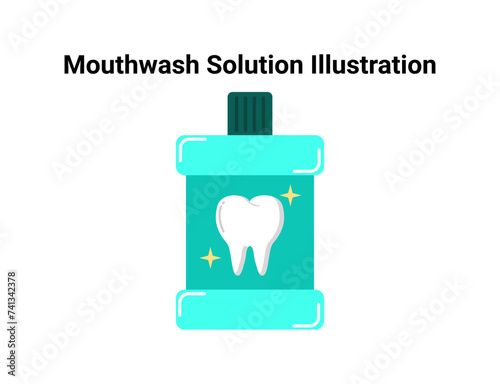 Mouthwash solution flat illustration. Dentistry and orthodontics vector illustration. Dental clinic services, stomatology, dentistry, orthodontics, oral health care and hygiene vector.
