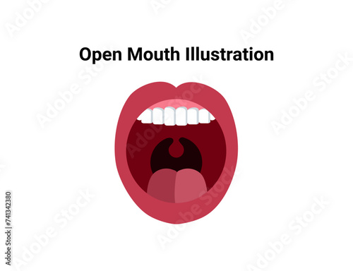 Open mouth flat illustration. Dentistry and orthodontics vector illustration. Dental clinic services, stomatology, dentistry, orthodontics, oral health care and hygiene vector.