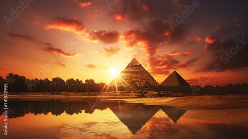 Cairo's Golden Pyramids: A Majestic Sunset Extravaganza photo