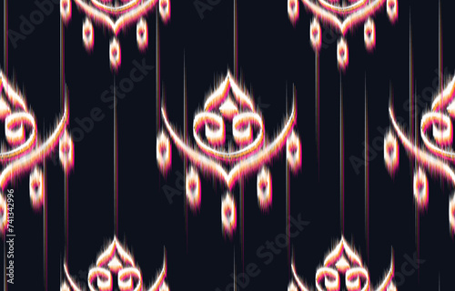 Ethnic Pattern. Ethnic India Ikat seamless pattern design. Indian traditional embroidery vector background. India ornament for tile pattern, textile decoration.