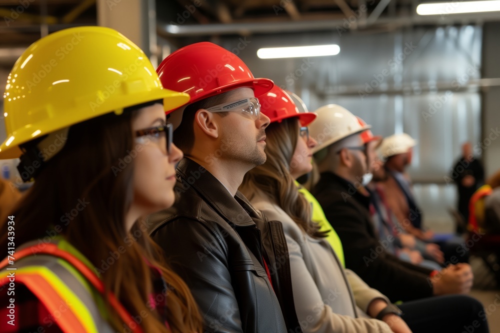 attendees watching a safety gear fashion show attendees watching a safety gear fashion show