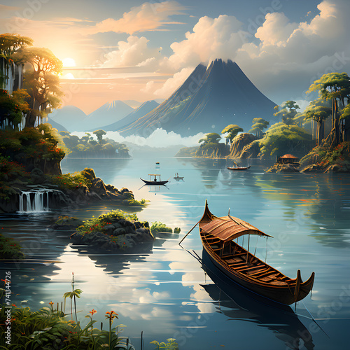 boat on the lake Generative AI