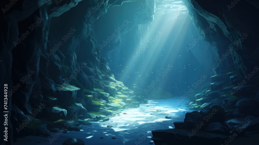 under water cave  background scene