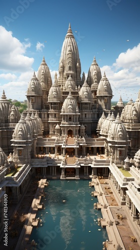 A Majestic and Vibrant Depiction of a Religious Temple