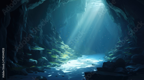 under water cave background scene