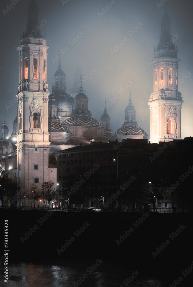 Cathedral with domes in twilight