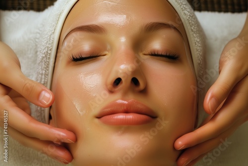facial massage demonstration on clean skin
