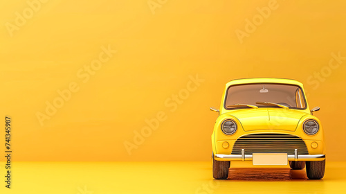 Vintage Yellow Car on Matching Background