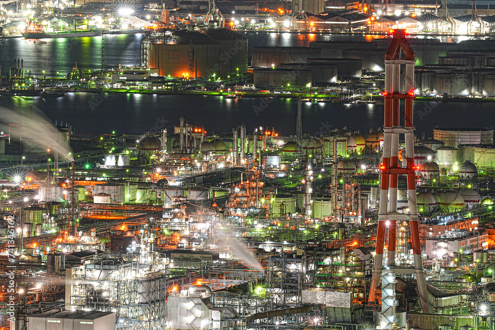 水島コンビナート工場夜景