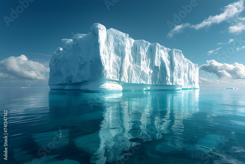 Large Iceberg Floating on the Ocean with a Blue Sky © Ph2023AI