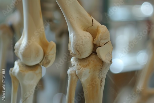 image shows the bones of a person with a knee injury