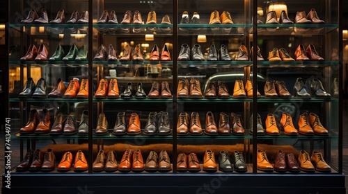 Men's Shoe Store Display: Large Window with Boots and Shoes