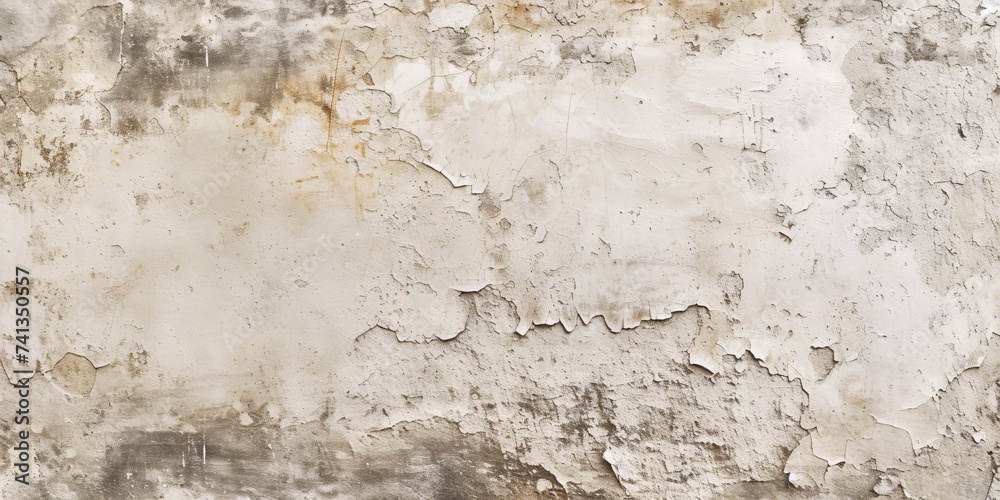 Obraz premium Aged cement wall with a vintage cracked stone design and a smooth polished surface, creating a clean and rustic look for construction and design projects.