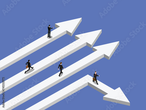 Different business routes and the idea of redirection 3d isometric vector illustration photo