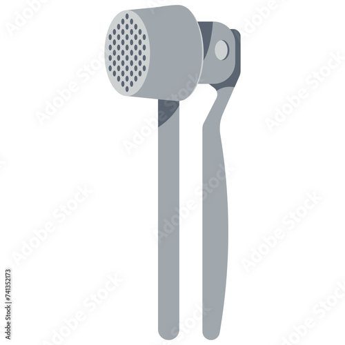 Metallic garlic press vector cartoon illustration isolated on a white background.