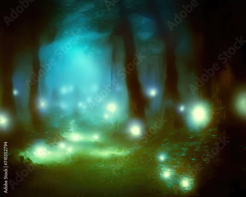 Fantasy lights in the forest