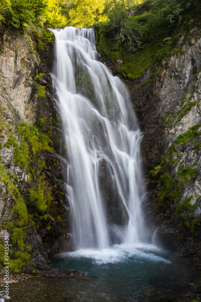Summer in Sauth Deth Pish waterfall, Val D Aran, Spain