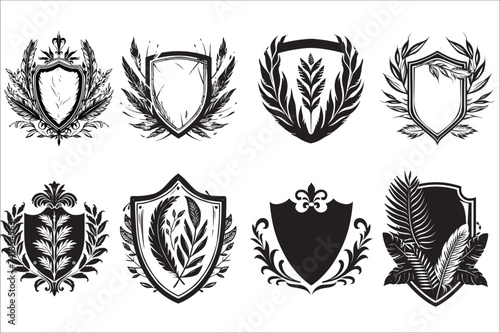 Heraldic shield. Vintage shield silhouette. Heraldic shield silhouette vector on a white background.