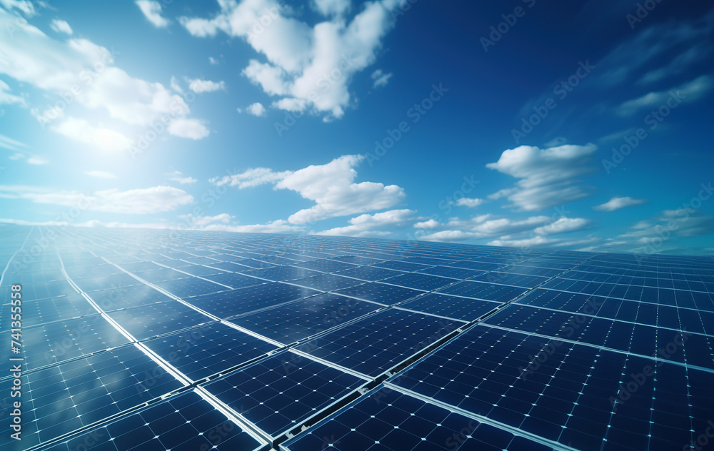 Solar panels against blue sky