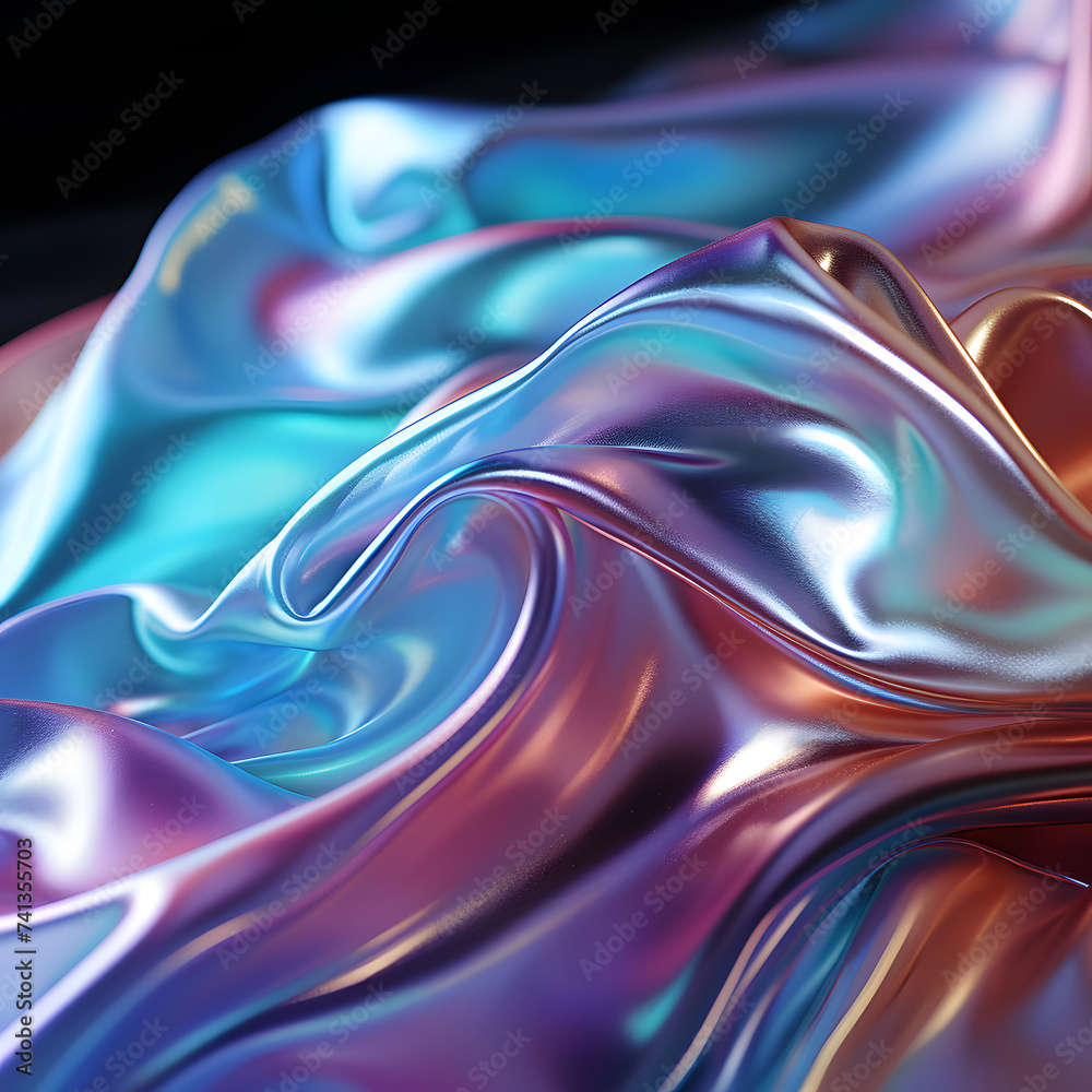 Obraz premium Close up of Colorful Folded Silk Fabric with Glossy Effect