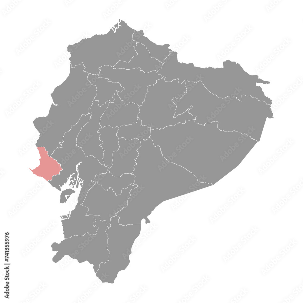 Santa Elena Province map, administrative division of Ecuador. Vector illustration.