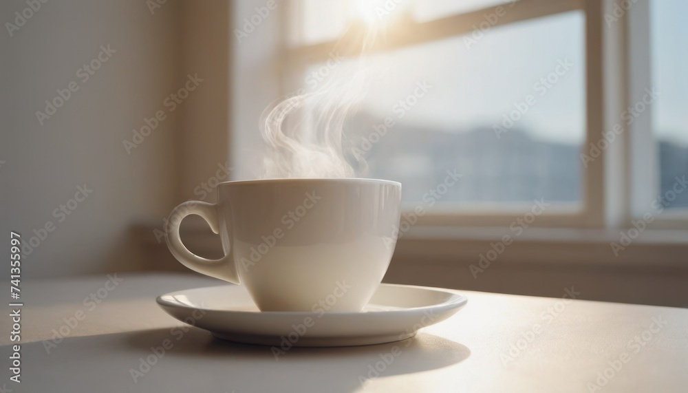 A hot cup of coffee on a saucer, set against a white background, casting a subtle shadow. A hot cup of coffee on a saucer, set against a white background, casting a subtle shadow.