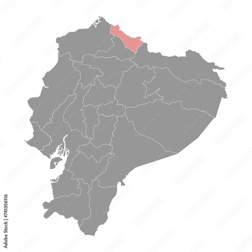 Carchi Province map, administrative division of Ecuador. Vector illustration.