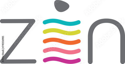 ZEN vector logo with waves and symbolic stone illustration