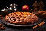 Delicious and fragrant apple pie for restaurant menu with ample space for custom text and slogans