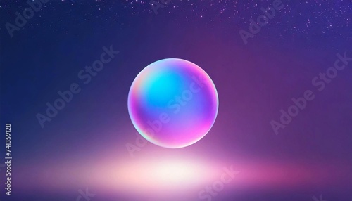 Holographic gradient round sphere. Glowing ball  ultraviolet neon light  blank space