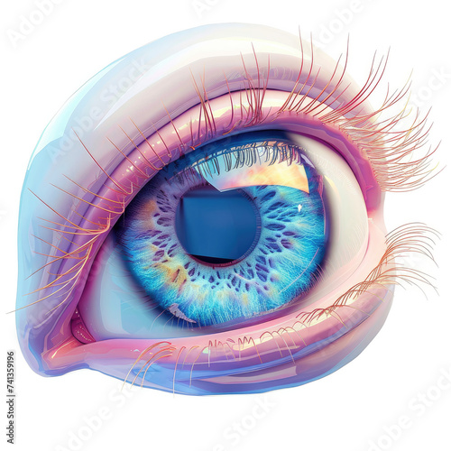 isometric 3D icon, eye anatomy , white background photo