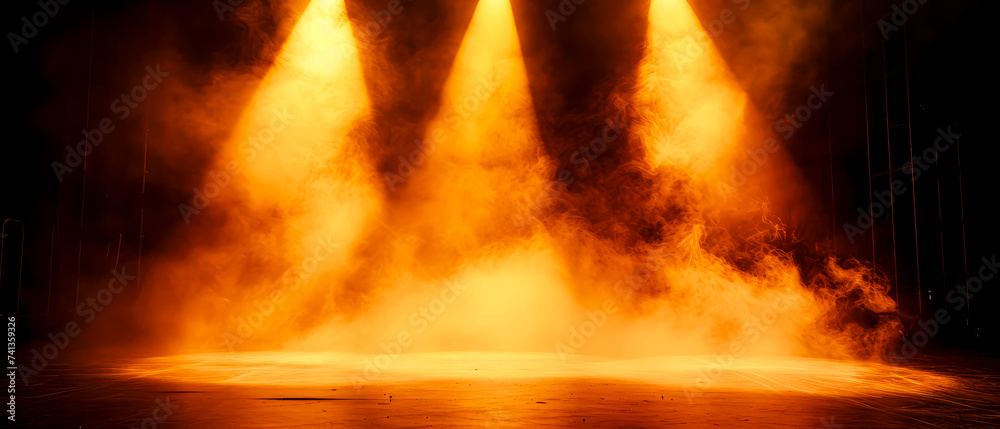Ice Rink Background. Professional Arena illuminated lights, yellow spotlights with smoke. Copyspace. Winter poster for hockey competitions. Ice skating. Stadium. Generative ai Ice Rink Background. Professional Arena illuminated lights, yellow spotlights with smoke. Copyspace. Winter poster for hockey competitions. Ice skating. Stadium. Generative ai