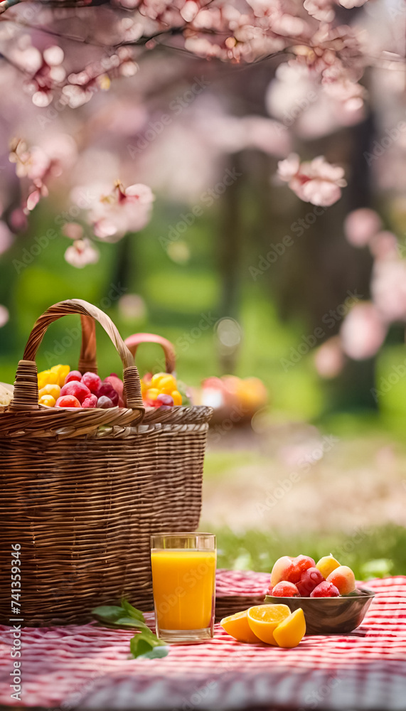AI Generative image of a spring picnic
